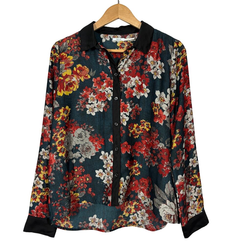 Kimchi Blue Floral Print Button Up Shirt Career Casual Long Sleeve - M
